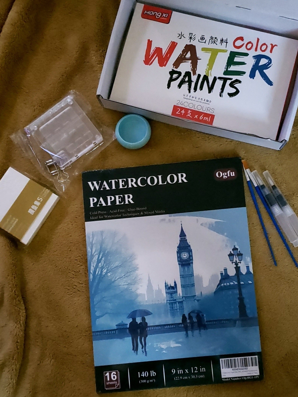 Watercolor Paint Set + Paper Pad - 16 Sheets